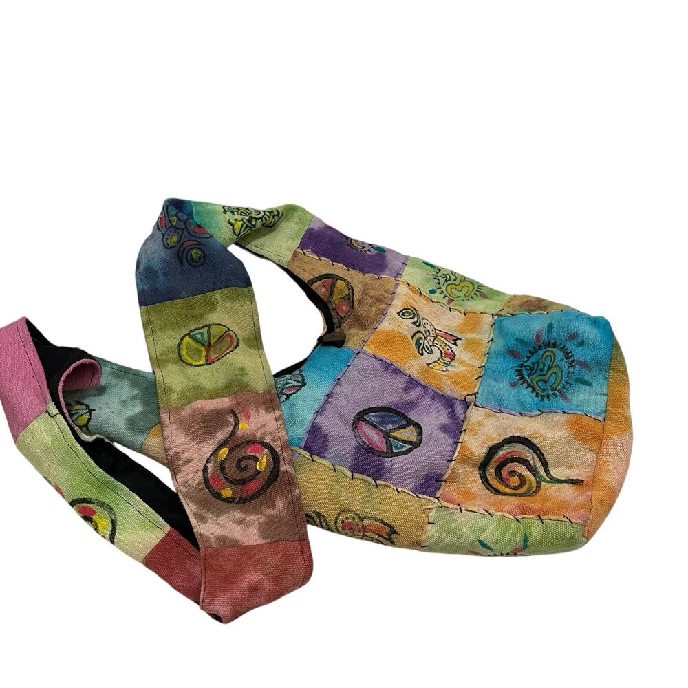 Fashion Terminal Multicolor Crossbody Hobo Bag Cloth Art to Wear Patchwork 14X14